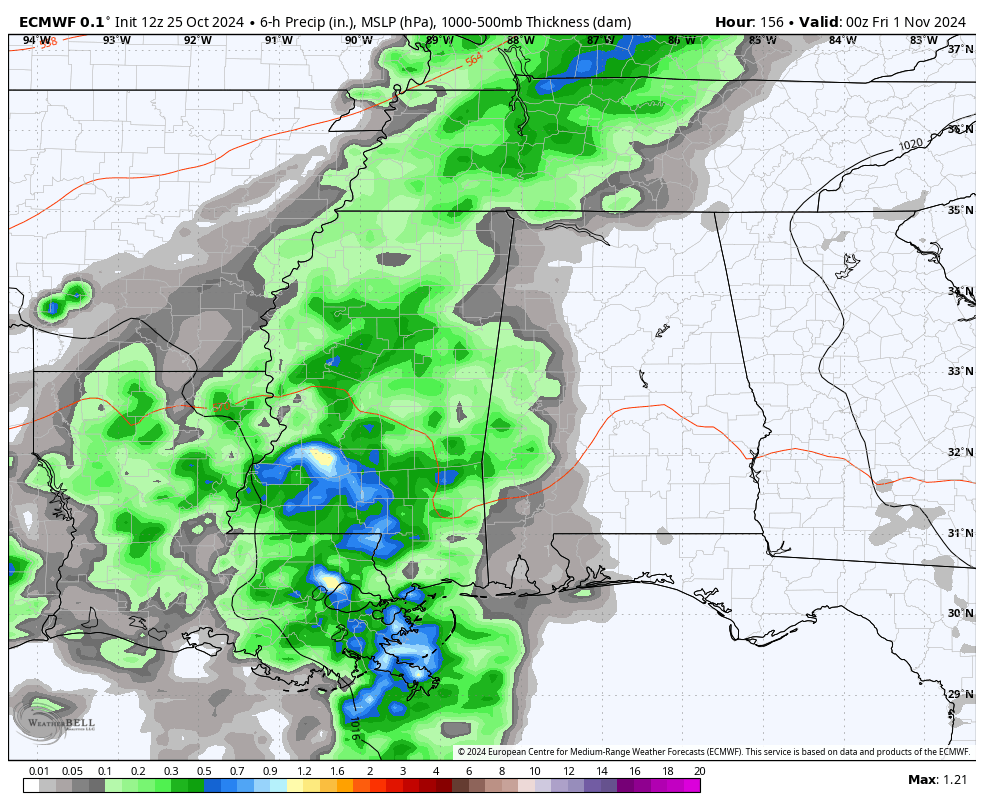 Ecmwf Deterministic Alms Thickness Mslp Prcp6hr 0419200