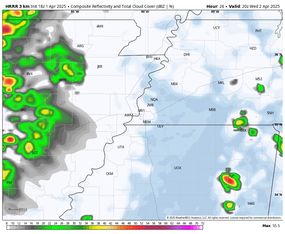 Hrrr memphis refc cloud 1743530400 1743624000 1743667200 40