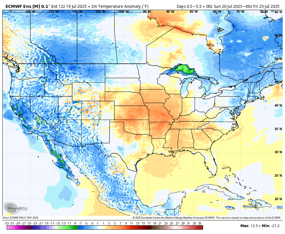 Ecmwf ensemble avg conus t2m f anom 5day 3401600