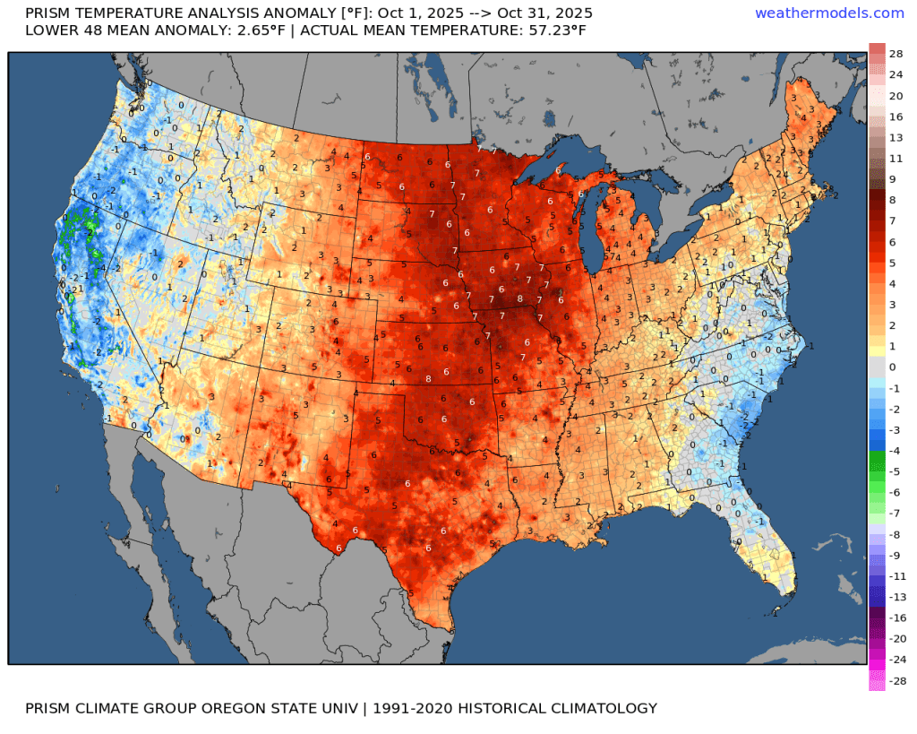 Prism conus tavg anom oct2025