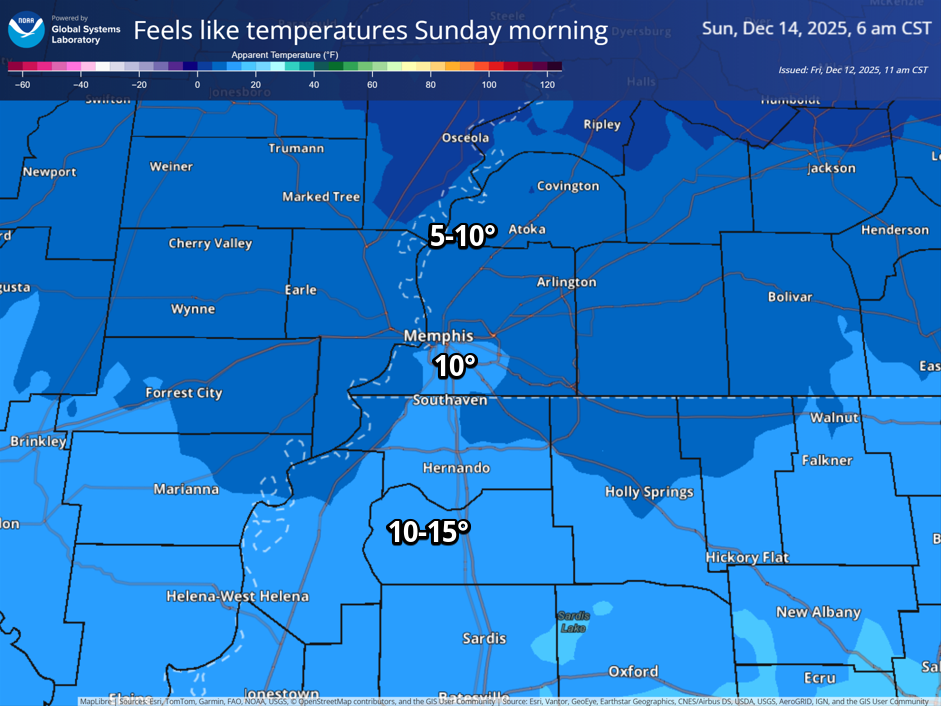 Sunday wind chills