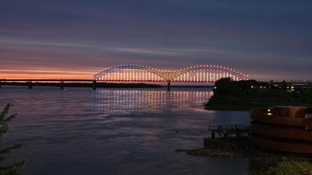 Hernando DeSoto Bridge at sunset